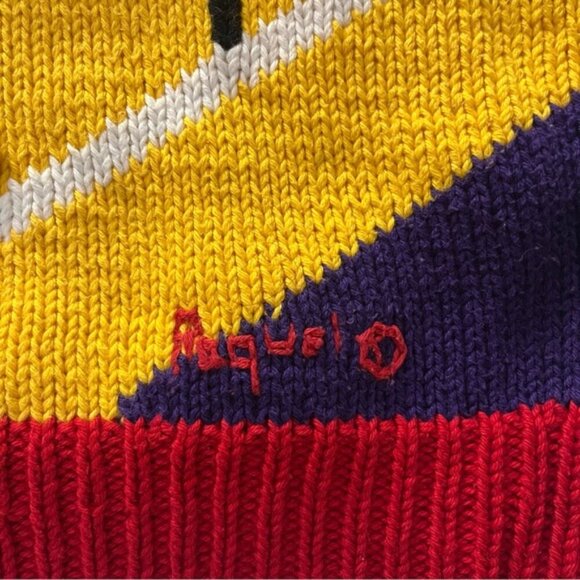 RARE Vtg 80s 3D Tennis Novelty Knit Sweater Handmade M - Picture 5 of 11